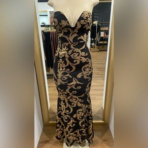 Long black & gold gala/prom dress